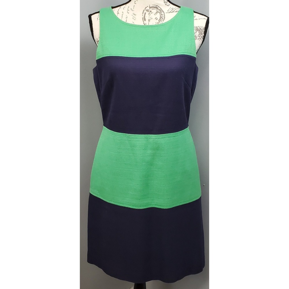 Banana Republic Sheath Dress Women 8 Multi Colorblock Sleeveless Career Back Zip